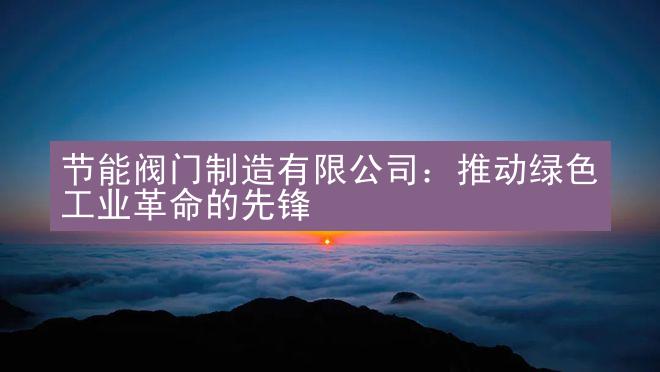 节能阀门制造有限公司：推动绿色工业革命的先锋