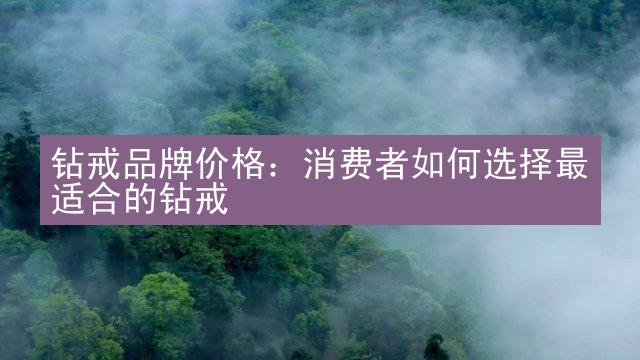 钻戒品牌价格：消费者如何选择最适合的钻戒