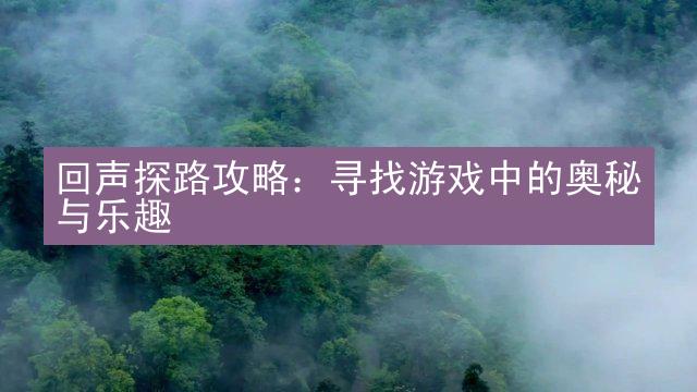 回声探路攻略：寻找游戏中的奥秘与乐趣