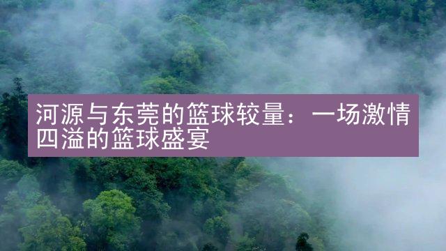 河源与东莞的篮球较量：一场激情四溢的篮球盛宴