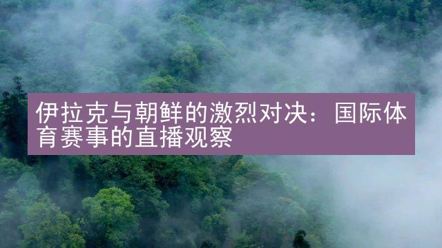 伊拉克与朝鲜的激烈对决：国际体育赛事的直播观察