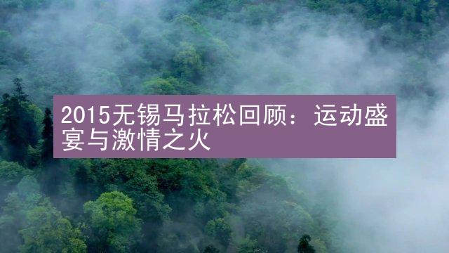 2015无锡马拉松回顾：运动盛宴与激情之火